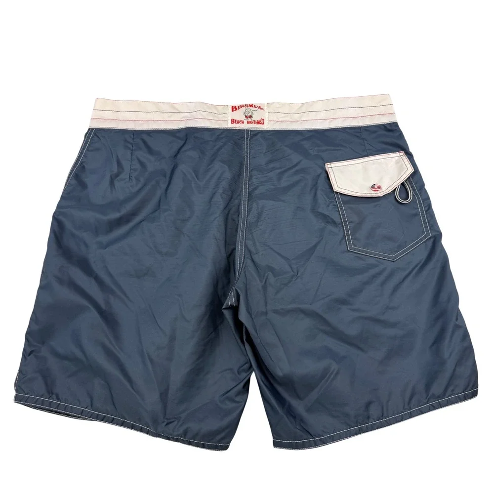 Birdwell Beach Britches Board Shorts Mens 39 Navy Blue Surf Trunks Made in USA